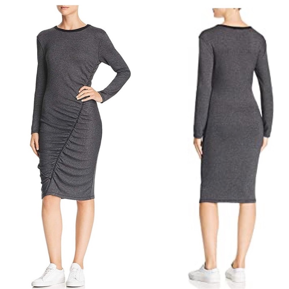 Splendid Women's Sweater ruched fitted Logan Dress Gray size M